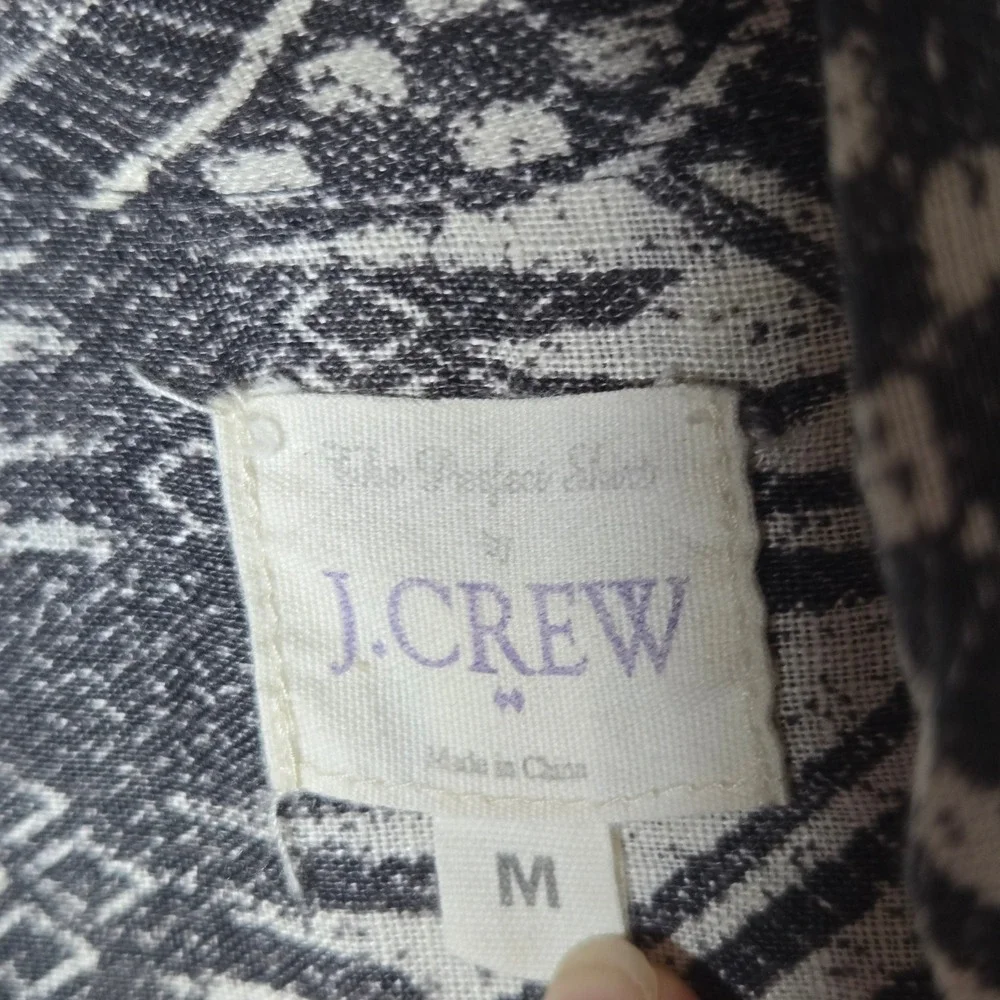 J Crew Womens Linen Button Front‎ Long Sleeve Shirt Medium Boho Southwestern